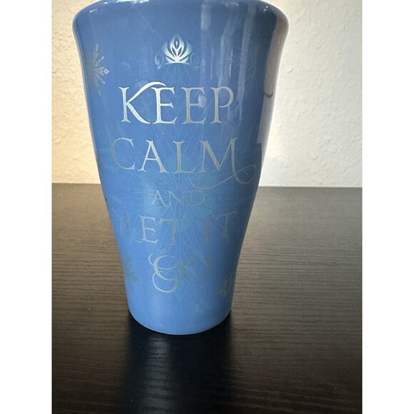 Disney Store Frozen Elsa Anna Tall Latte Coffee Drink Mug Cup Keep Calm Let Go - Picture 2 of 4